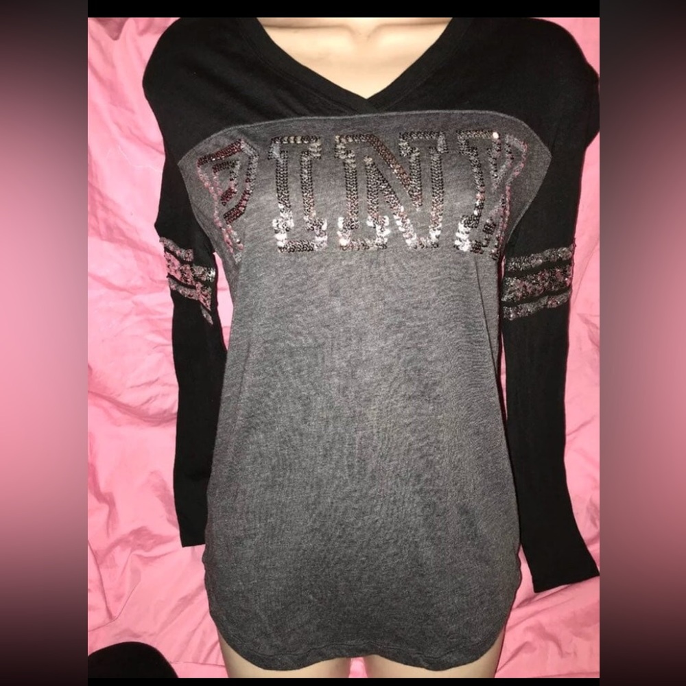 Victoria's Secret black gray silver bling shirt XS